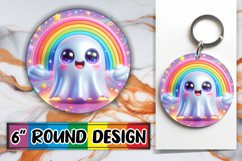 Luminous Ornaments Round Design PNG, 3D Cute Ghost Product Image 1