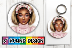 Enchanted Keychain Round Sublimation PNG, Afro Girl Product Image 1
