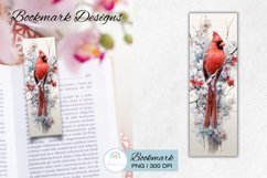 Winter Red Cardinal Bird Bookmark Printable Sublimation Product Image 1