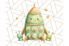 Alien Christmas Clipart, Cute Outer Space Holiday PNG Product Image 4