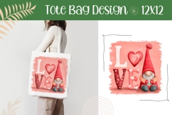 Cartoon Gnome Illustration, Love Gnome Tote Bag Sublimation Product Image 1