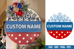 Custom Name Round Sign SVG, 4th Of July Wood Round Sign Product Image 1