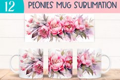 Watercolor peony mug wraps for Sublimation BUNDLE PNG Product Image 6