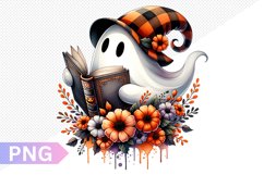 Halloween Ghost And Books Sublimation - Clipart PNG Design Product Image 1