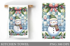 Snowman Kitchen Towel Design. Christmas Kitchen Towel Product Image 1
