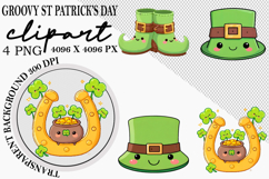 Whimsical Groovy St Patrick’s Day Clipart Watercolor png Product Image 1