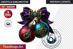 Christmas Jewel Baubles Clipart | Elegant Holiday Ornaments Product Image 1