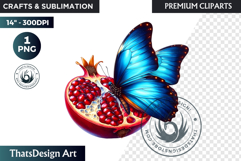 Vibrant Butterfly with Fruit PNG, Tropical Summer Clipart Product Image 1