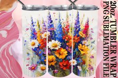15x Watercolor Tumbler Wrap Bundle PNG, Spring Flowers Product Image 2