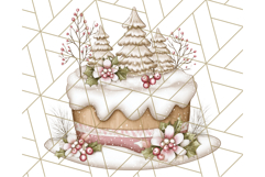Christmas Cake Clipart PNG, Cottagecore Holiday Desserts Product Image 4