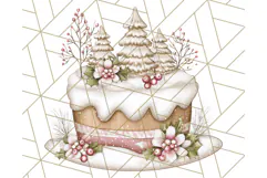 Christmas Cake Clipart PNG, Cottagecore Holiday Desserts Product Image 4