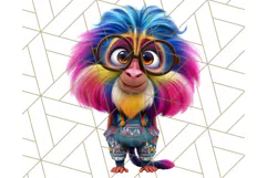 Funky Safari Animals PNG Clipart With Rainbow Hair, Cute Png Product Image 4