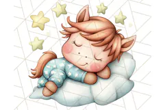 Sleeping Baby Animals PNG, Cozy Pajama Bedtime Clipart Png Product Image 4