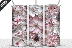3D Flowers Tumbler Wrap | Sublimation Design | Tumble PNG Product Image 4