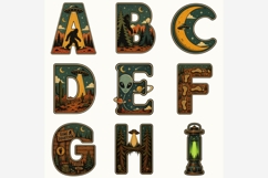 Retro UFO Bigfoot Alphabet PNG Bundle | Vintage Cryptid A-Z Product Image 2