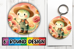 Blissful Keychain Sublimation PNG, Cute Dino Product Image 1