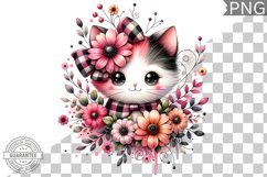 Cat With Flowers Sublimation - Clipart PNG Design Product Image 1