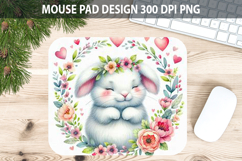 Watercolor Bunny Mouse Pad Sublimation - Valentines PNG Product Image 1