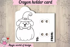 Halloween dog in pumpkin Coloring Card, Crayon holder svg Product Image 2