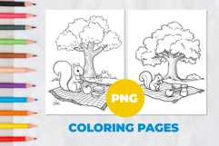 Squirrel on a picnic Coloring Pages | Coloring book Product Image 1