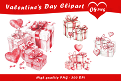 Romantic Gift Boxes with Hearts Valentine Clipart PNG Product Image 1