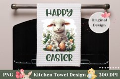 Happy Easter Towel PNG, Floral Easter Towel Sublimation Product Image 1