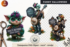 Funny Halloween characters Clipart Spooky graphics Product Image 1