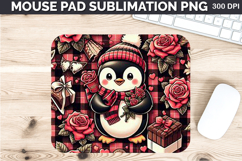 Watercolor Penguins Mouse Pad Sublimation - Valentines PNG Product Image 1