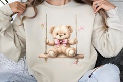 Watercolor Pink Teddy Bear Clipart PNG Product Image 1
