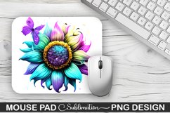 Magical Purple Cyan Sunflower Sublimation Mouse Pad Design Product Image 1