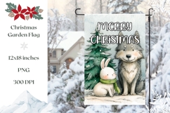 Merry Christmas Garden Flag PNG, Winter Wolf Sublimation Product Image 1