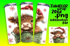 Festive Watercolor Cow Tumbler Wrap - Christmas 20oz Design Product Image 1