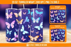 3D Cute Butterfly Tumbler Wrap Designs, Sublimation Wrap Product Image 1