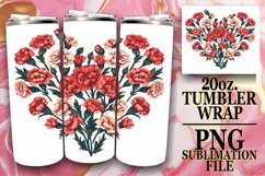 Heart Floral Pattern Tumbler Wrap for Sublimation 20oz Product Image 1