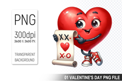 Cartoon Heart Character, Valentine&#039;s Day Clipart PNG Design Product Image 1