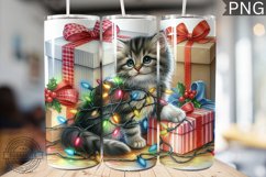 Christmas Cat Tumbler Wrap - Christmas Tumbler PNG Design Product Image 1