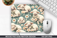 Lambs Mouse Pad Sublimation, Animals Mouse Pad PNG Design Product Image 1