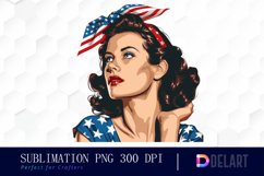 Retro American Mom Watercolor Clipart Product Image 1