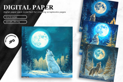 Wolf Wall Art Digital Paper Backgrounds Printable Scrapbook Product Image 1