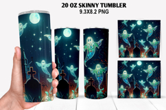 Ghost Skinny Tumbler 20oz Wrap Design, Halloween Tumbler Product Image 1