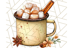 Fall Drink Clipart PNG, Cozy Autumn Cocoa and Latte Art Product Image 4