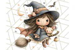 Spooky Little Witches Halloween Clipart PNG Product Image 4