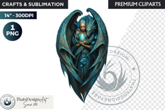 Fantasy Dragon witch clipart, enchantress, dragon egg queen Product Image 1