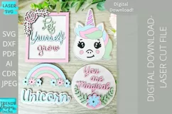 Unicorn Tiered Tray svg Glowforge Laser cut svg Product Image 1