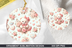 Teddy Bear Stained Glass Ornament PNG, Digital Download File Product Image 1