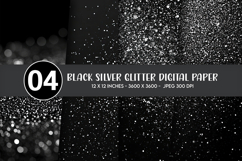 Black Silver Glitter Digital Paper Product Image 1