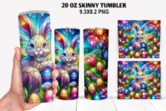 Bunny Skinny Tumbler 20oz Wrap Design, Easter Tumbler PNG Product Image 1