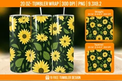 Sunflower Tumbler Wrap Designs, Sublimation Wrap Product Image 1