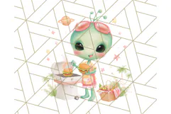Alien Vacation Clipart PNG, Cute Summer Galaxy Art Clip Art Product Image 4