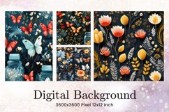 Flower Pattern Background Wallpaper Digital Paper_28 Product Image 1